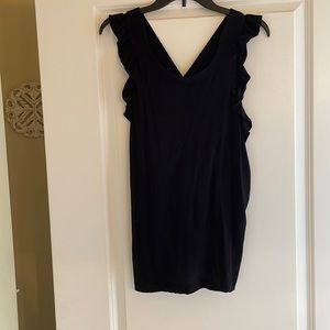 Black cotton tank top with ruffles